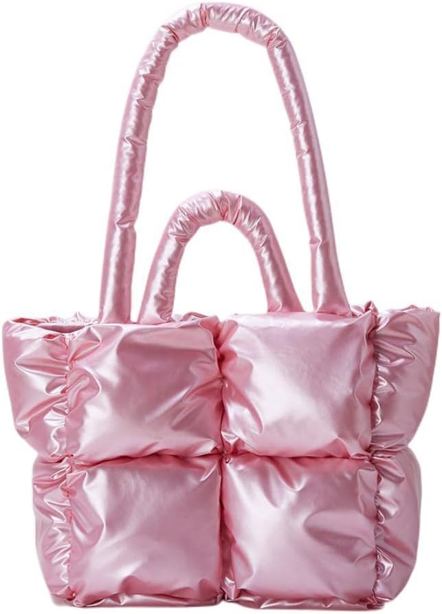 Puff Metallic Glossy pink Tote & Shoulder Bag - KIDDING | Kids | Teens | Moms