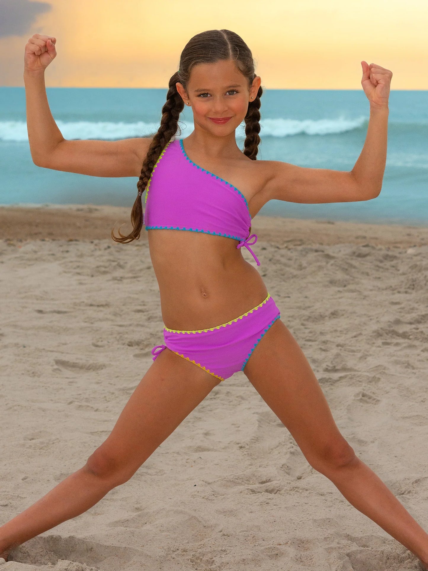 One shoulder, stitched trim Two piece bikini - KIDDING | Kids | Teens | Moms