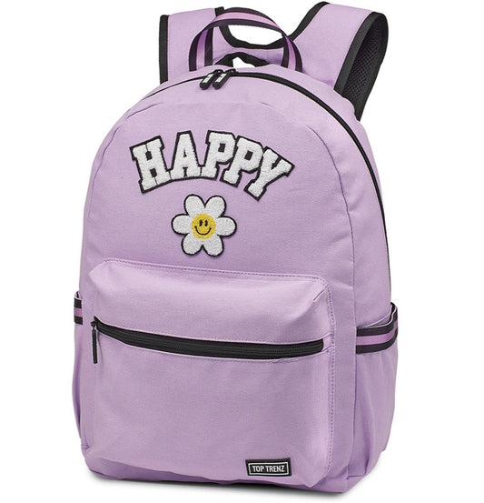 Purple Happy Backpack with Patches - KIDDING | Kids | Teens | Moms