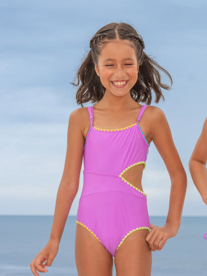 One side cut out on waist Purple One piece - KIDDING | Kids | Teens | Moms