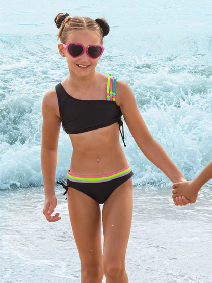 Trimmed one shoulder two piece bikini set - KIDDING | Kids | Teens | Moms