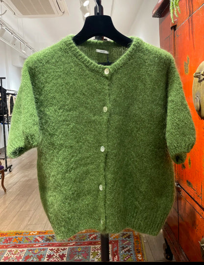 Short Sleeves green mohair Cardigan