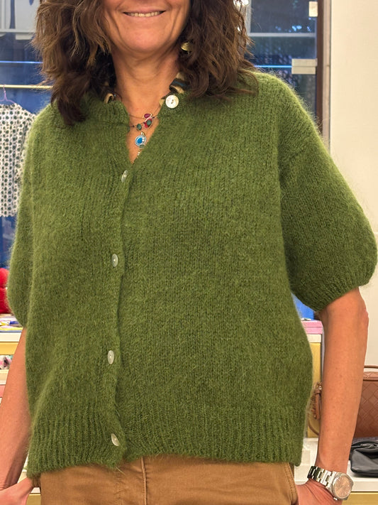 Short Sleeves green mohair Cardigan