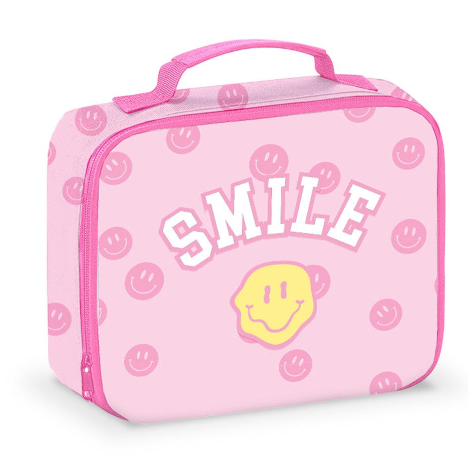 Pink Happy Lunch Bag with Patch - KIDDING | Kids | Teens | Moms