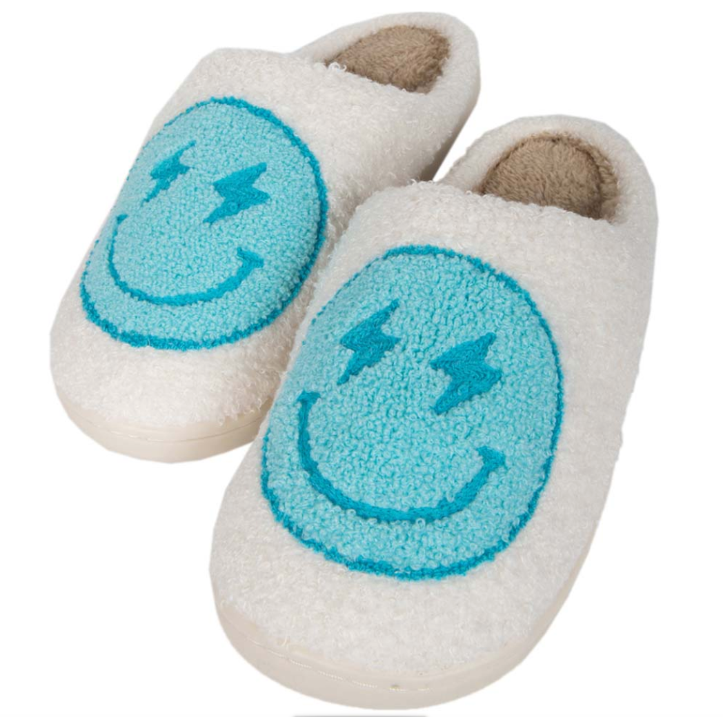 Blue happy Furry Slippers - KIDDING | Kids | Teens | Moms