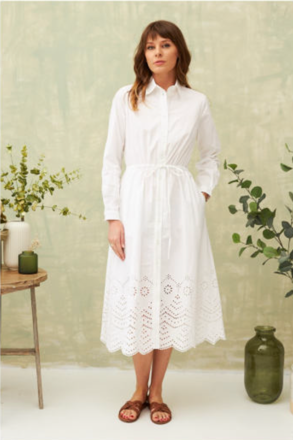 Long white dress with Embroidery on the bottom - KIDDING | Kids | Teens | Moms