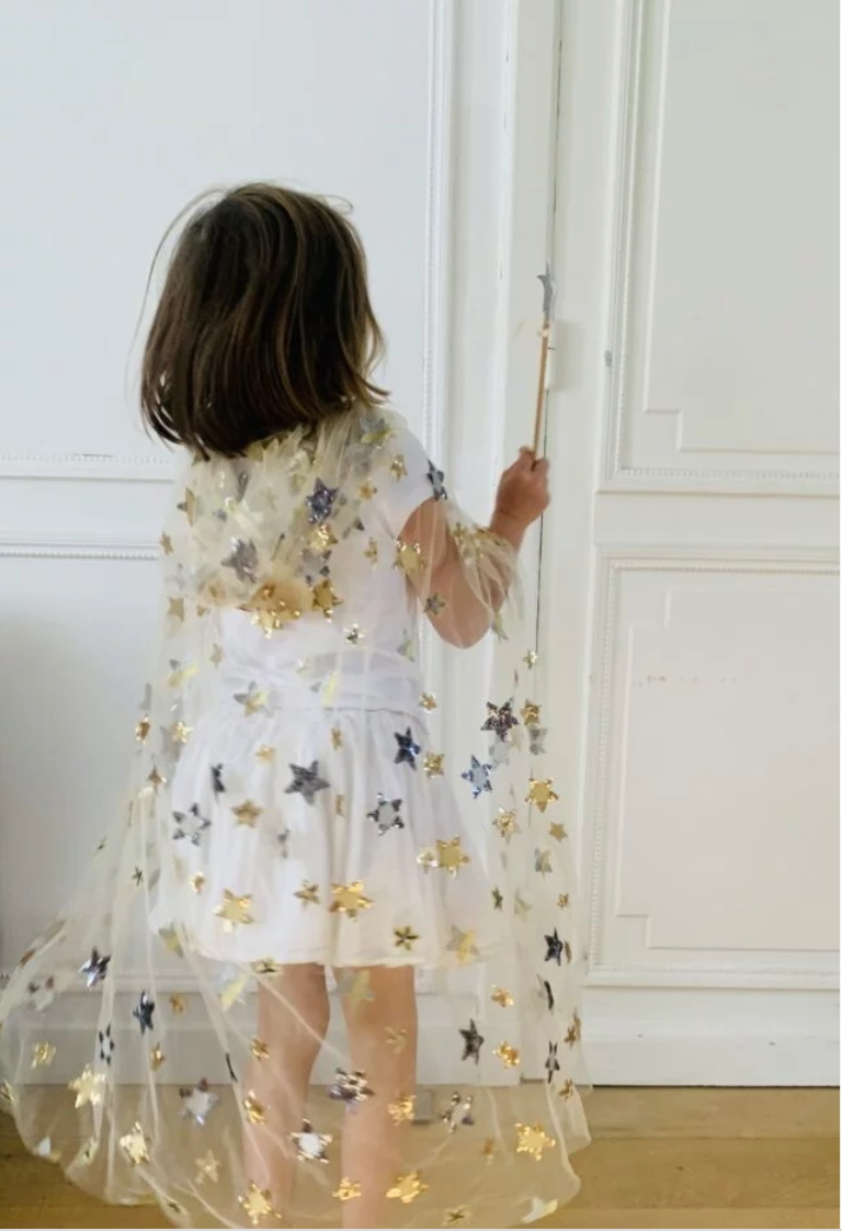 The Embroidered Fairy Cape – Gold and Silver