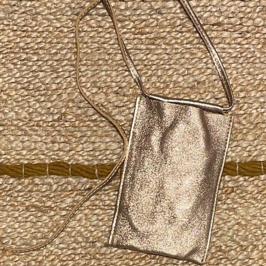 Gold Metallic Cross Bag for Mobiles