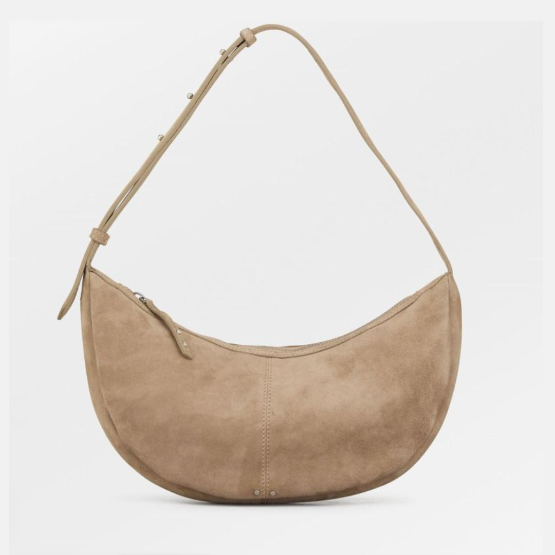 Suede light beige Moon Bag