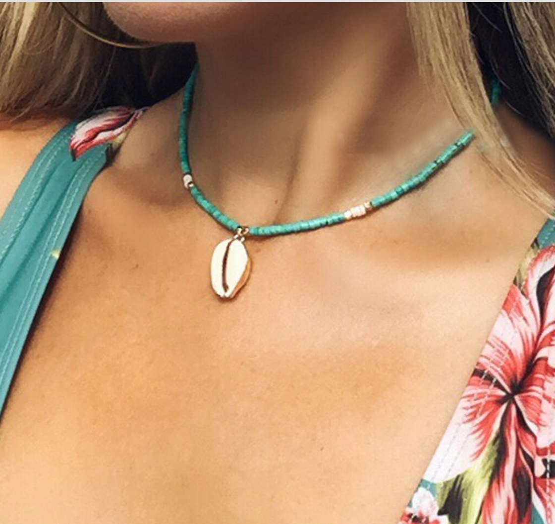 Bohemia Turquoise Shell Choker Necklace - KIDDING | Kids | Teens | Moms