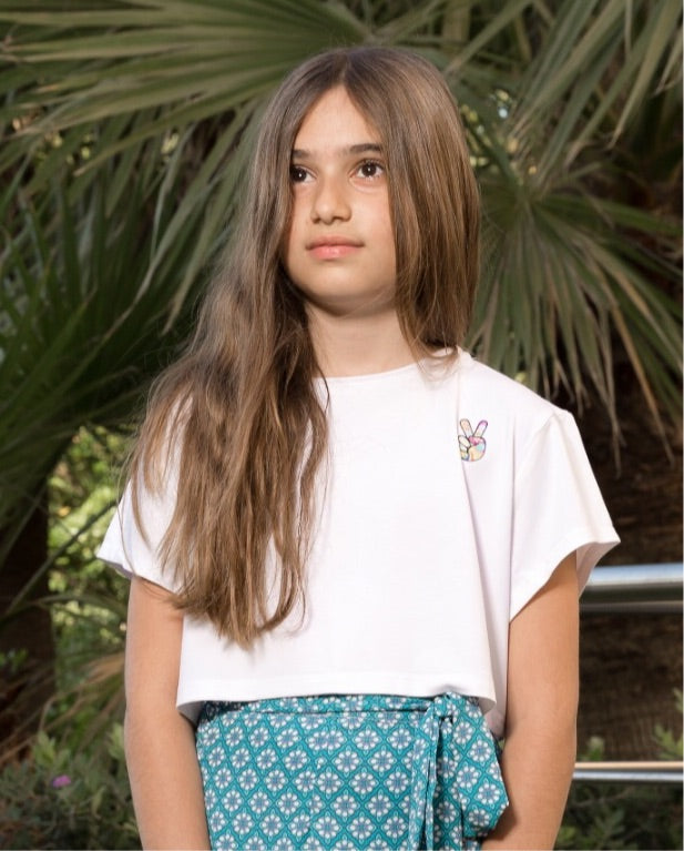 Crop Round Neck White Top - KIDDING | Kids | Teens | Moms