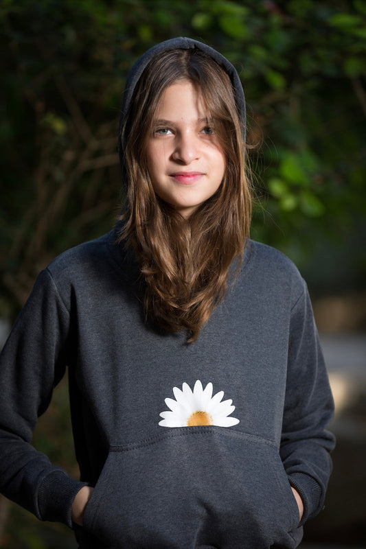 Daisy Crop Grey Hoodie - KIDDING | Kids | Teens | Moms