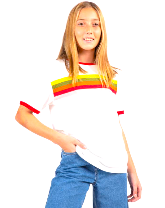 Girls Happy Stripe T-Shirt - KIDDING | Kids | Teens | Moms