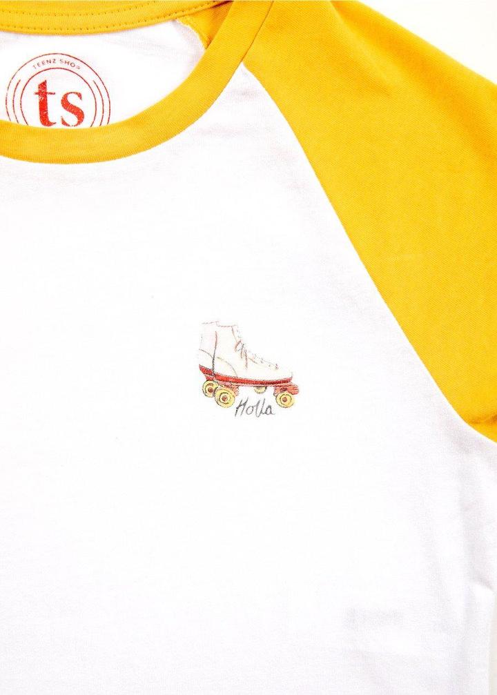 Girls Yellow Raglan Skates T-shirt - KIDDING | Kids | Teens | Moms