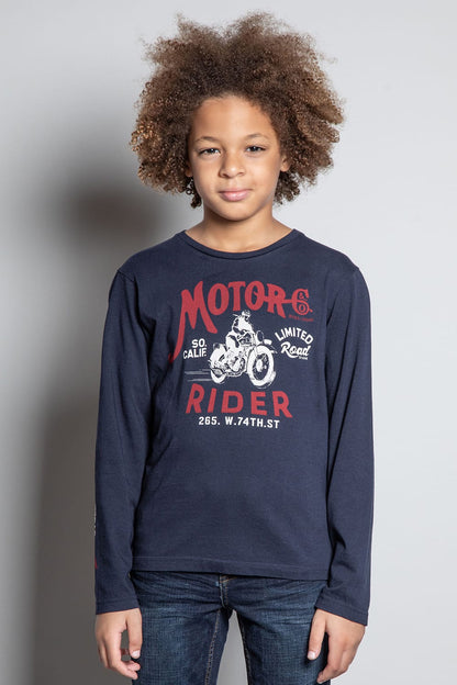 Motor Ride Navy Long Sleeve T-Shirt - KIDDING | Kids | Teens | Moms