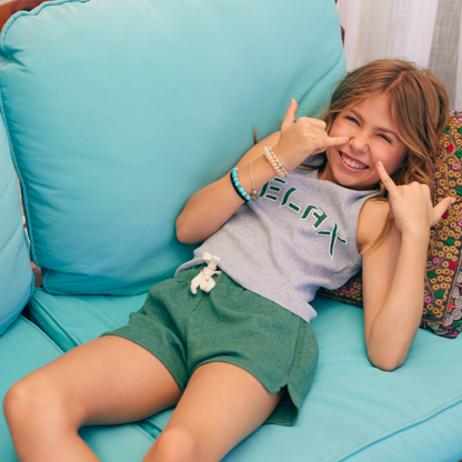 Classic Grey Ribbed "Relax" Tee - KIDDING | Kids | Teens | Moms