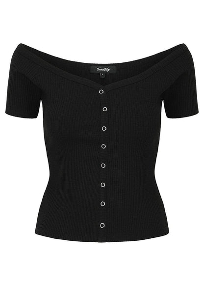 Sweetheart Black Top Rib - KIDDING | Kids | Teens | Moms