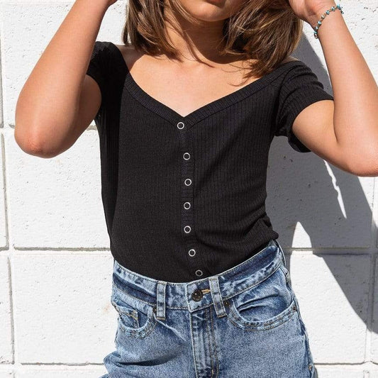 Sweetheart Black Top Rib - KIDDING | Kids | Teens | Moms