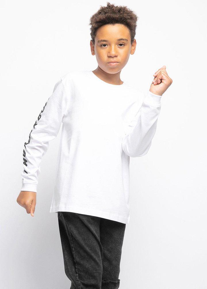 White Slogan Long Sleeve T-Shirt - KIDDING | Kids | Teens | Moms